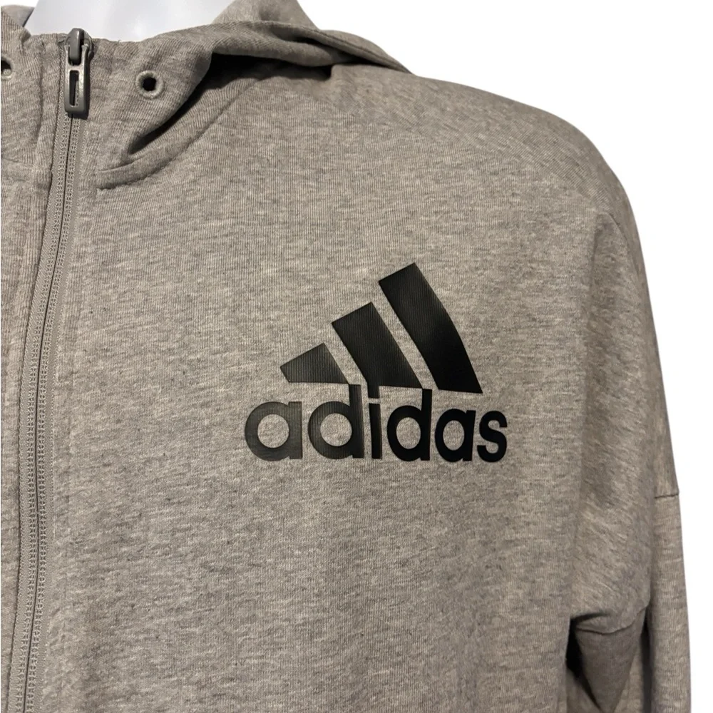 Men’s Adidas Gray Full-Zip Lightweight Hoodie With Front Pouch Size L